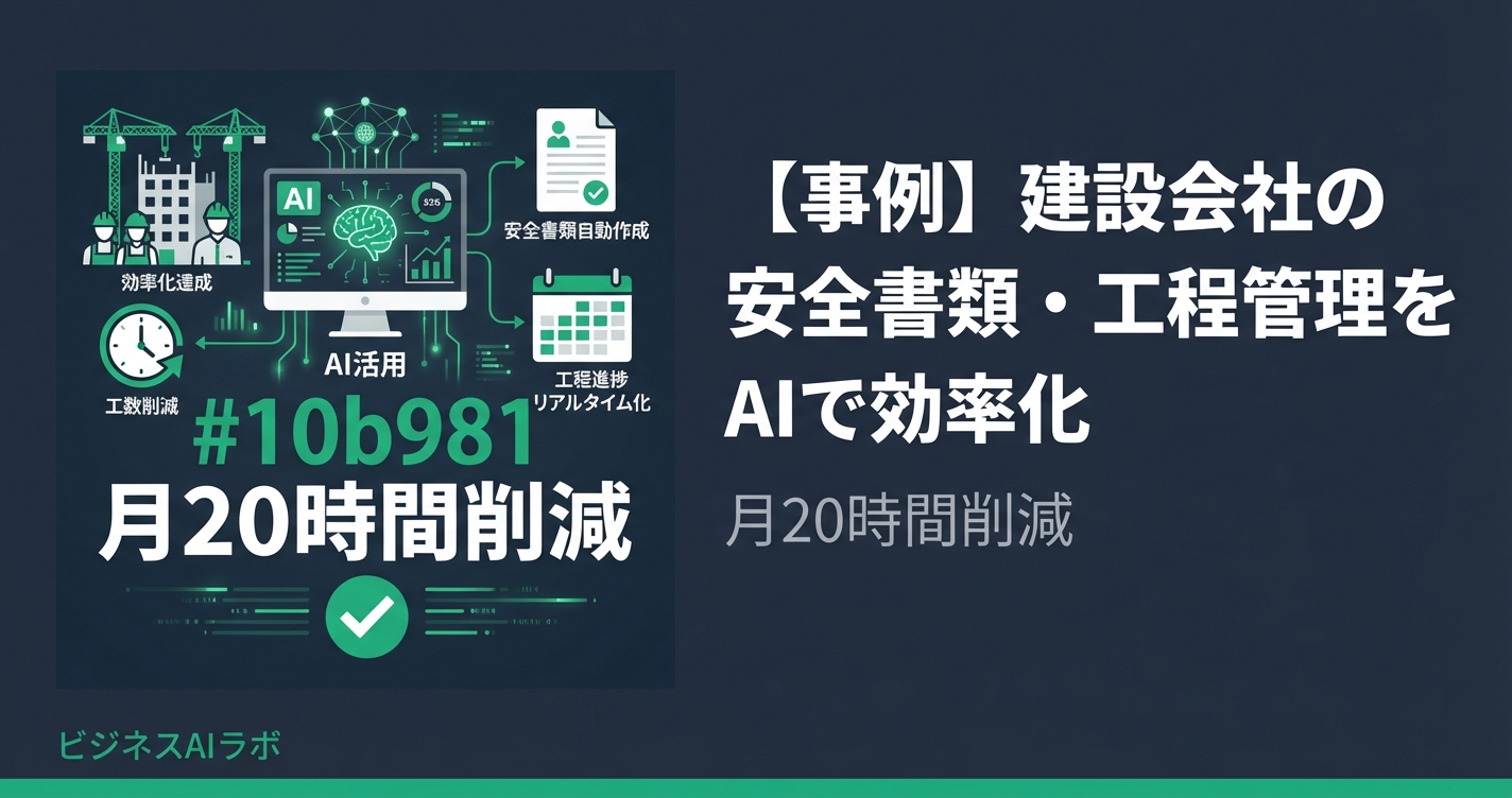 【事例】建設会社の安全書類・工程管理をAIで効率化｜月20時間削減の方法